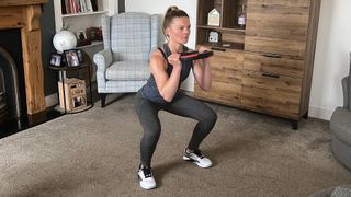 Personal trainer Lyndsey Hunter-Long performing a goblet squat