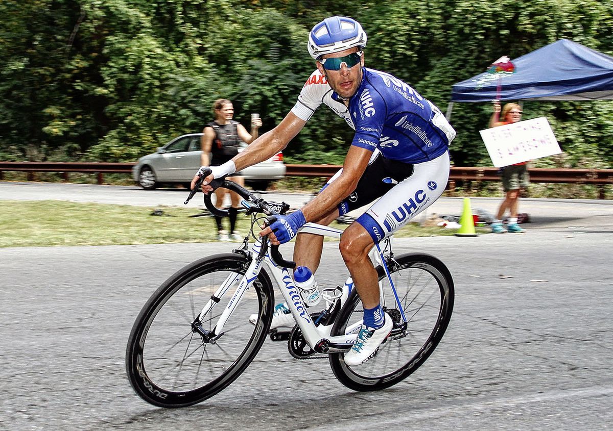 Last years third place Chris Jones (Unitedhealthcare) chases the two escapees up the road