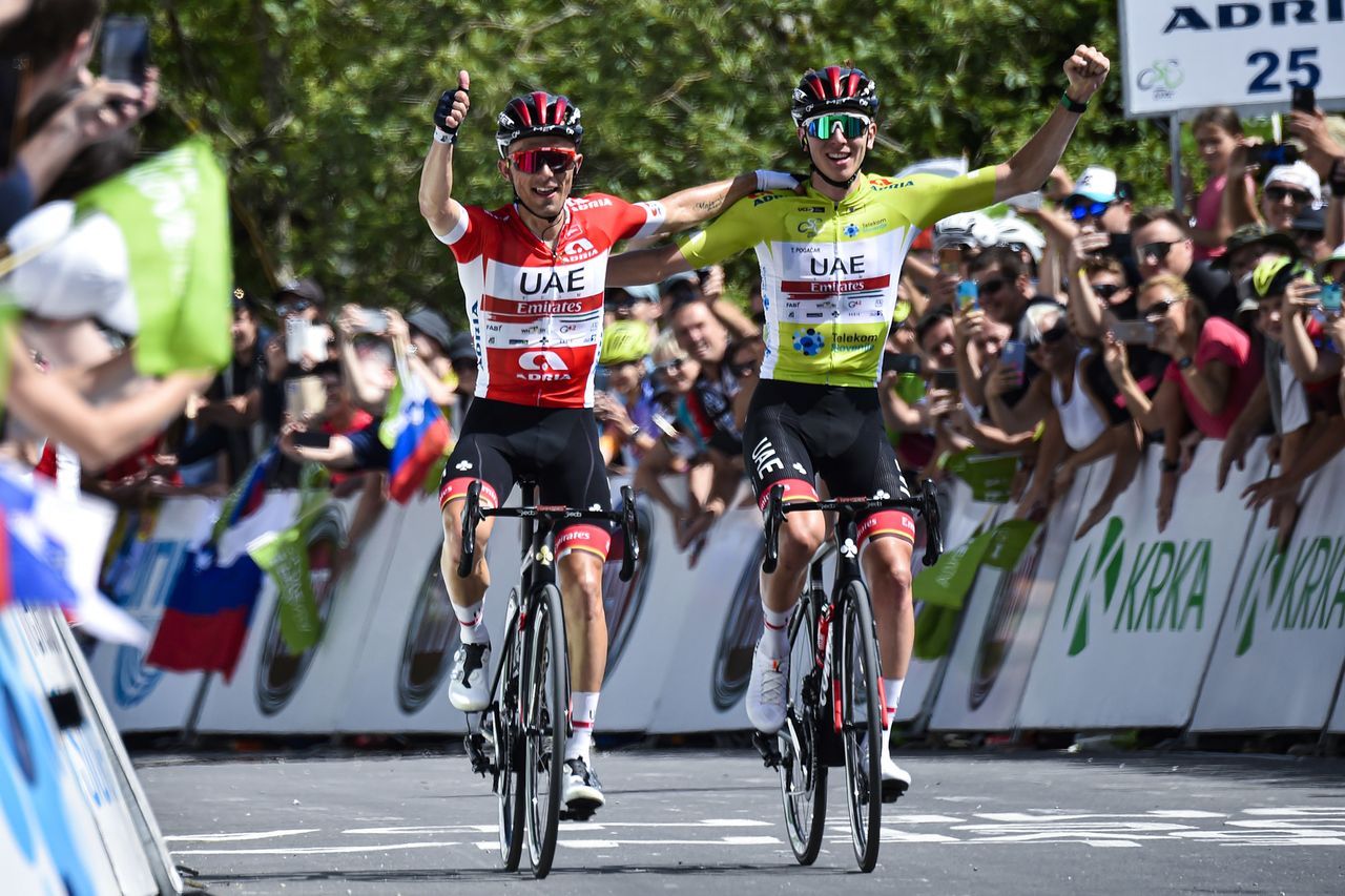 Tour of Slovenia 2022 28th Edition 4th stage Lasko Velika Planina 1524 km 17062022 Rafal Majka POL UAE Team Emirates Tadej Pogacar SLO UAE Team Emirates photo Tommaso PelagalliSprintCyclingAgency2022