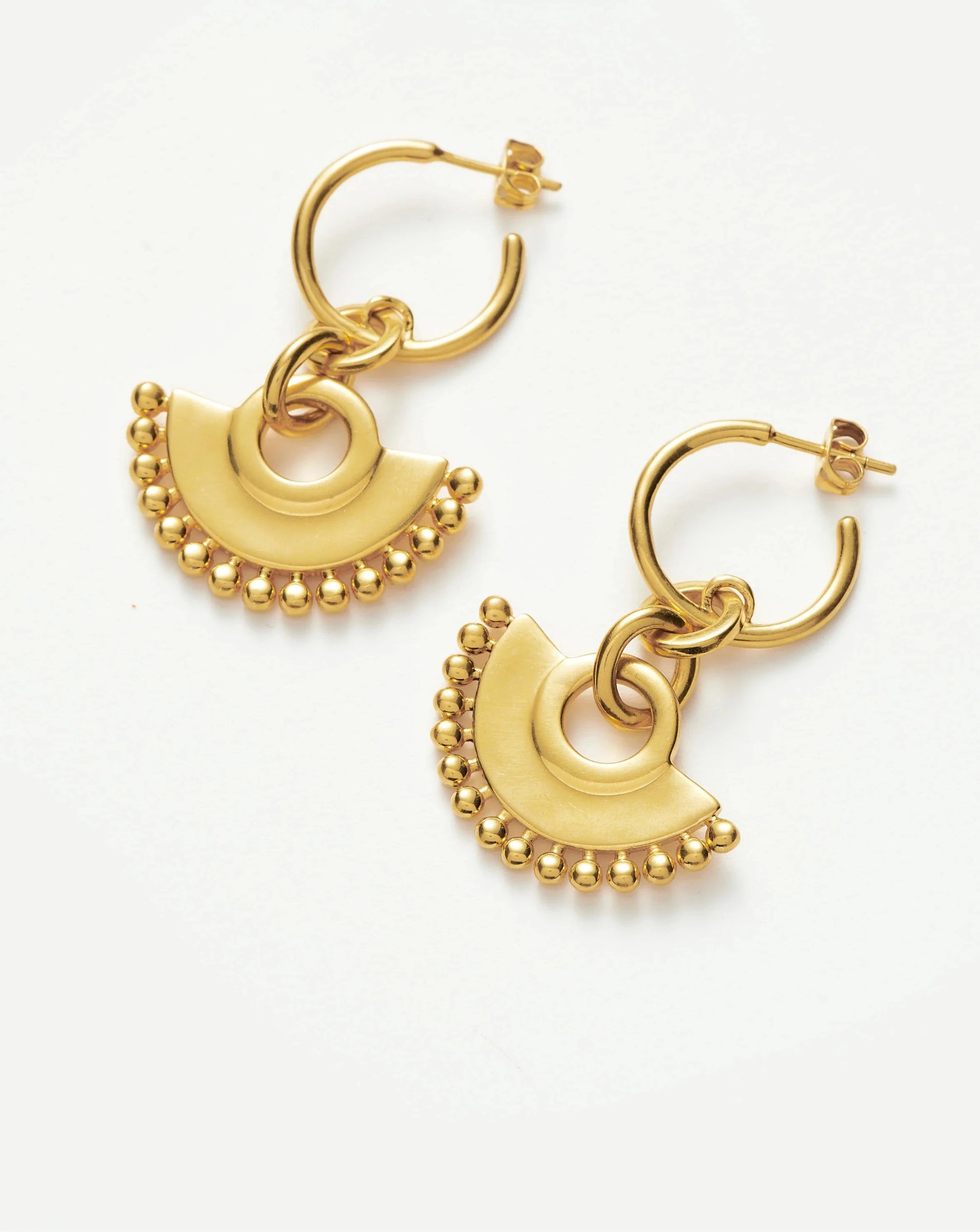 Zenyu Fan Chandelier Hoop Earrings - 18k Gold Plated