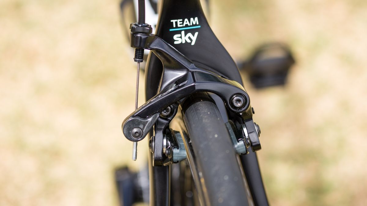 A closer look at the rear brake and the carbon specific brake pads