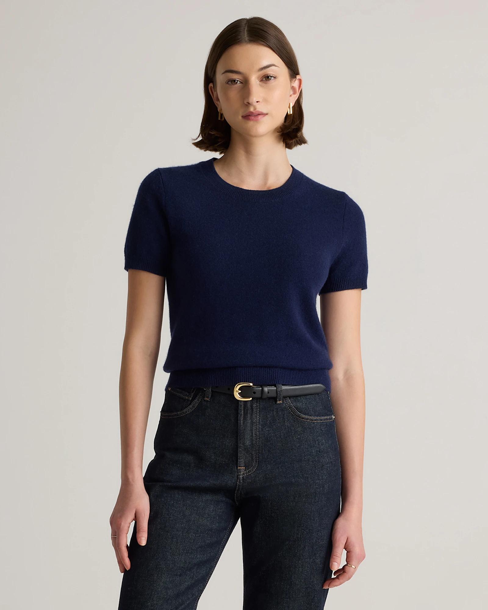 Cashmere Tee in True Navy, Size Xs