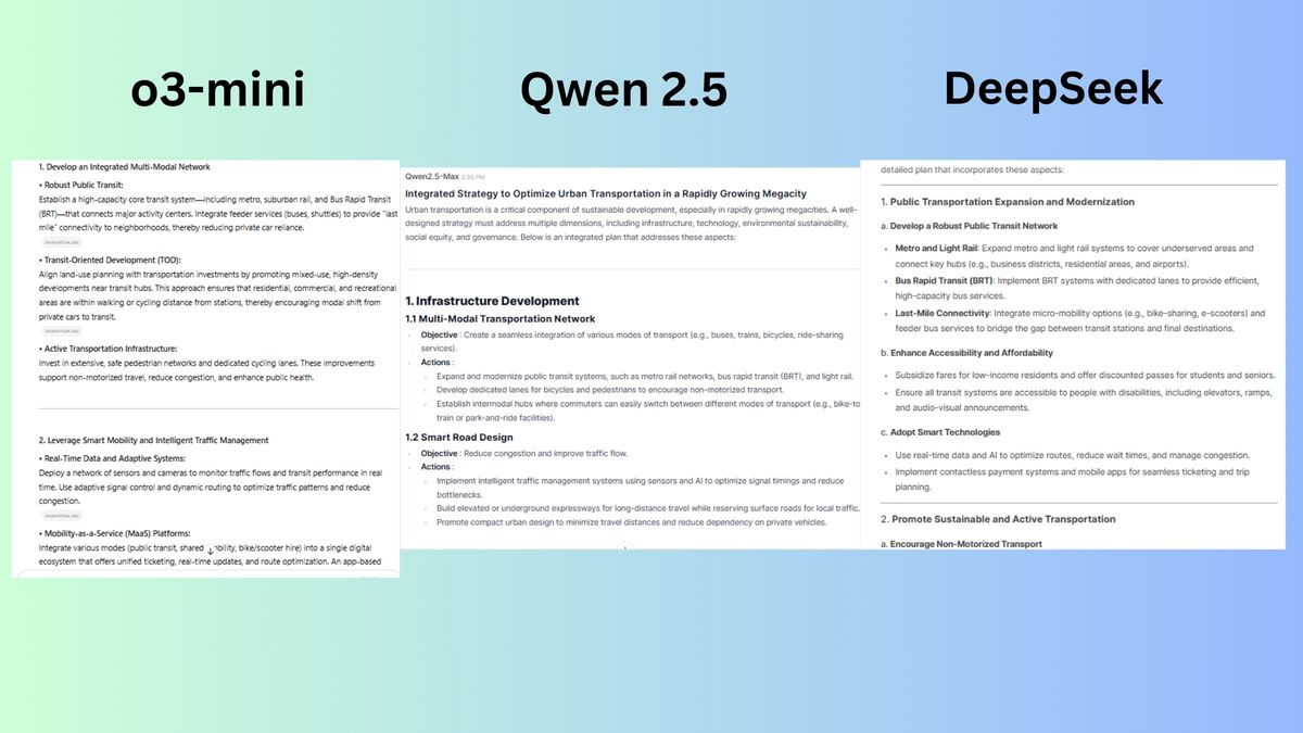 I tested DeepSeek R1 vs Qwen 2.5 vs ChatGPT o3-mini with 7 prompts ...