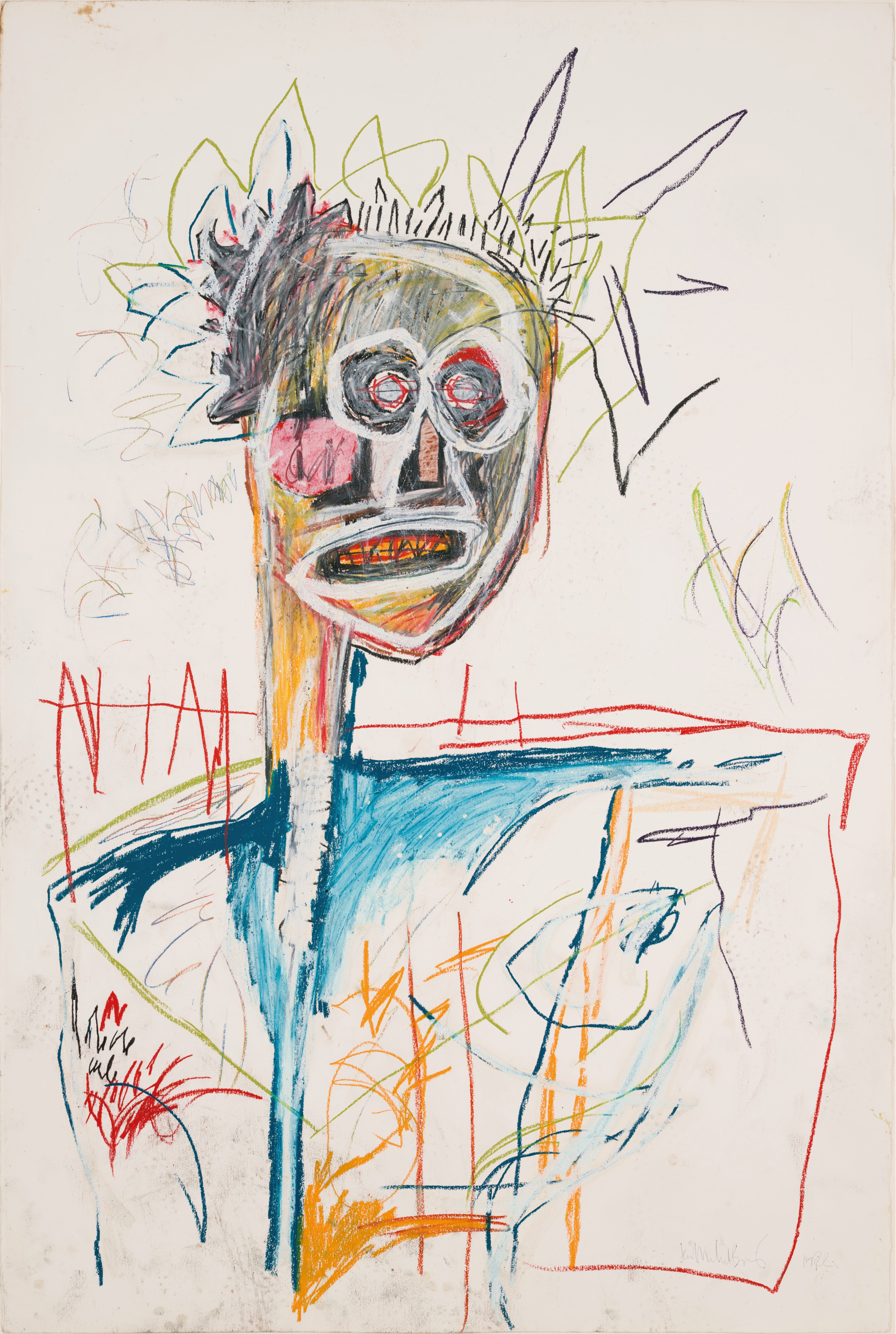 Jean Michel Basquiat drawing of human head
