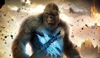 Kong holds his powerful axe in Godzilla vs. Kong.