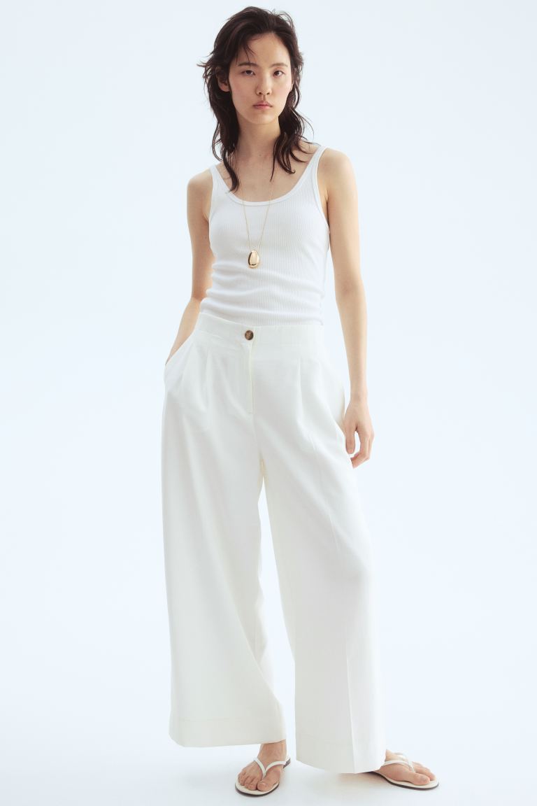 Wide Ankle-Length Trousers