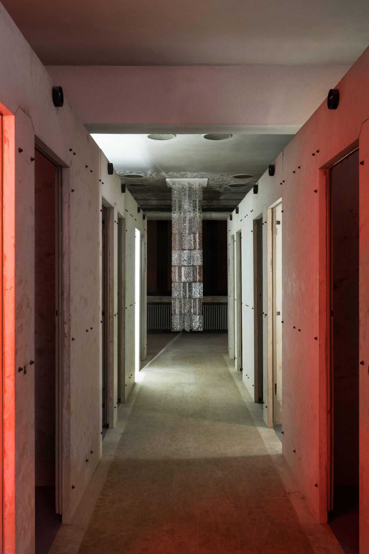Murano glass lighting installed in a former swimming pool