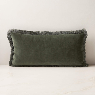 velvet hunter green lumbar pillow