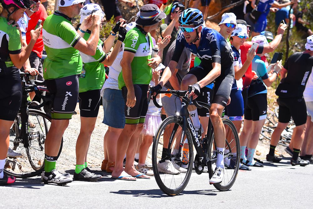 Wout Poels finished second on Willunga Hill