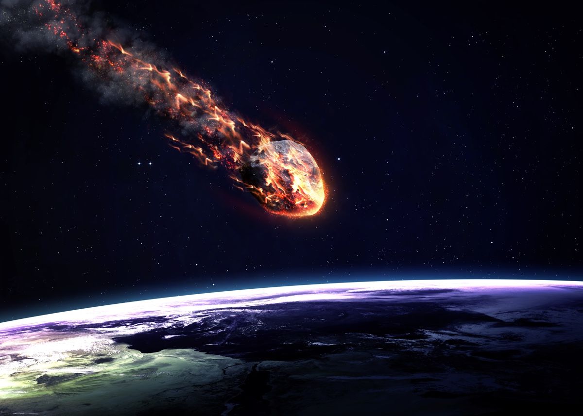 An illustration of a space rock burning up as it enters Earth&#039;s atmosphere.