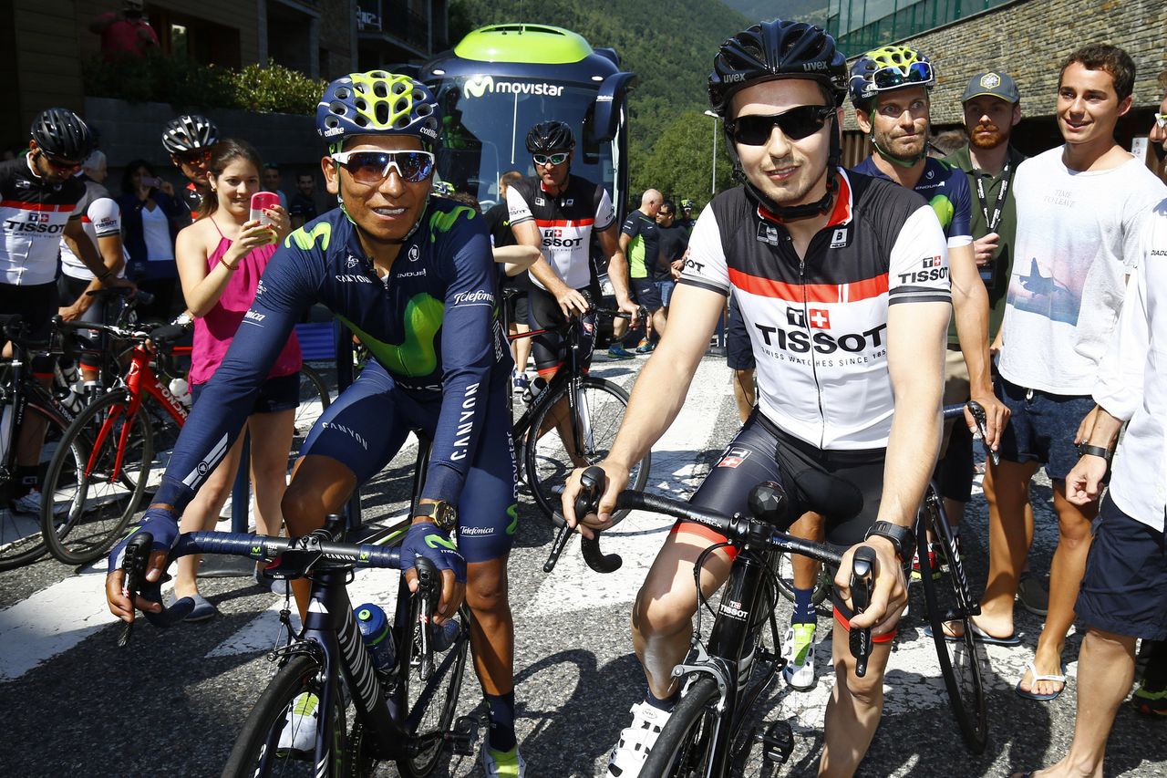 Nairo Quintana goes out for a ride with Moto GP star Jorge Lorenzo