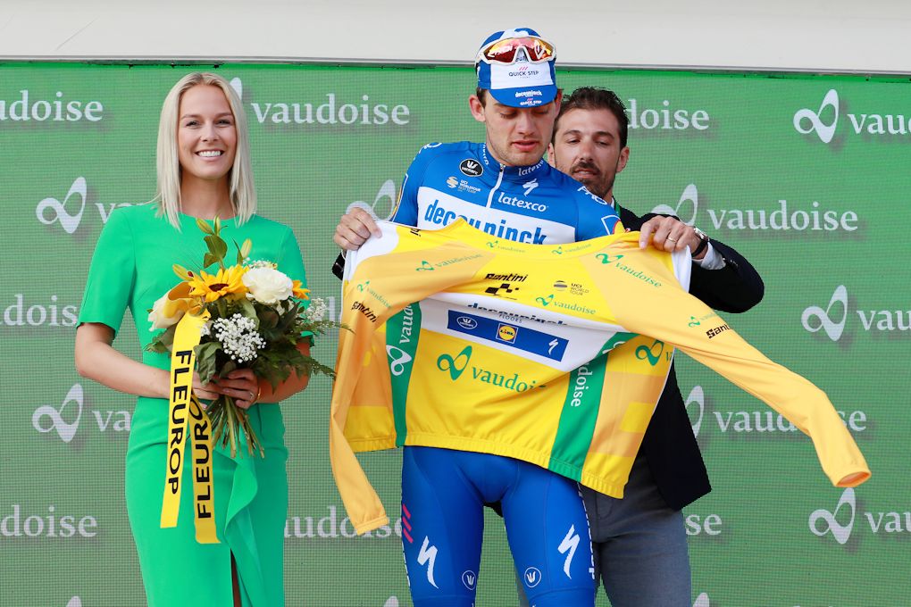Kasper Asgreen in yellow after stage 2 at Tour de Suisse