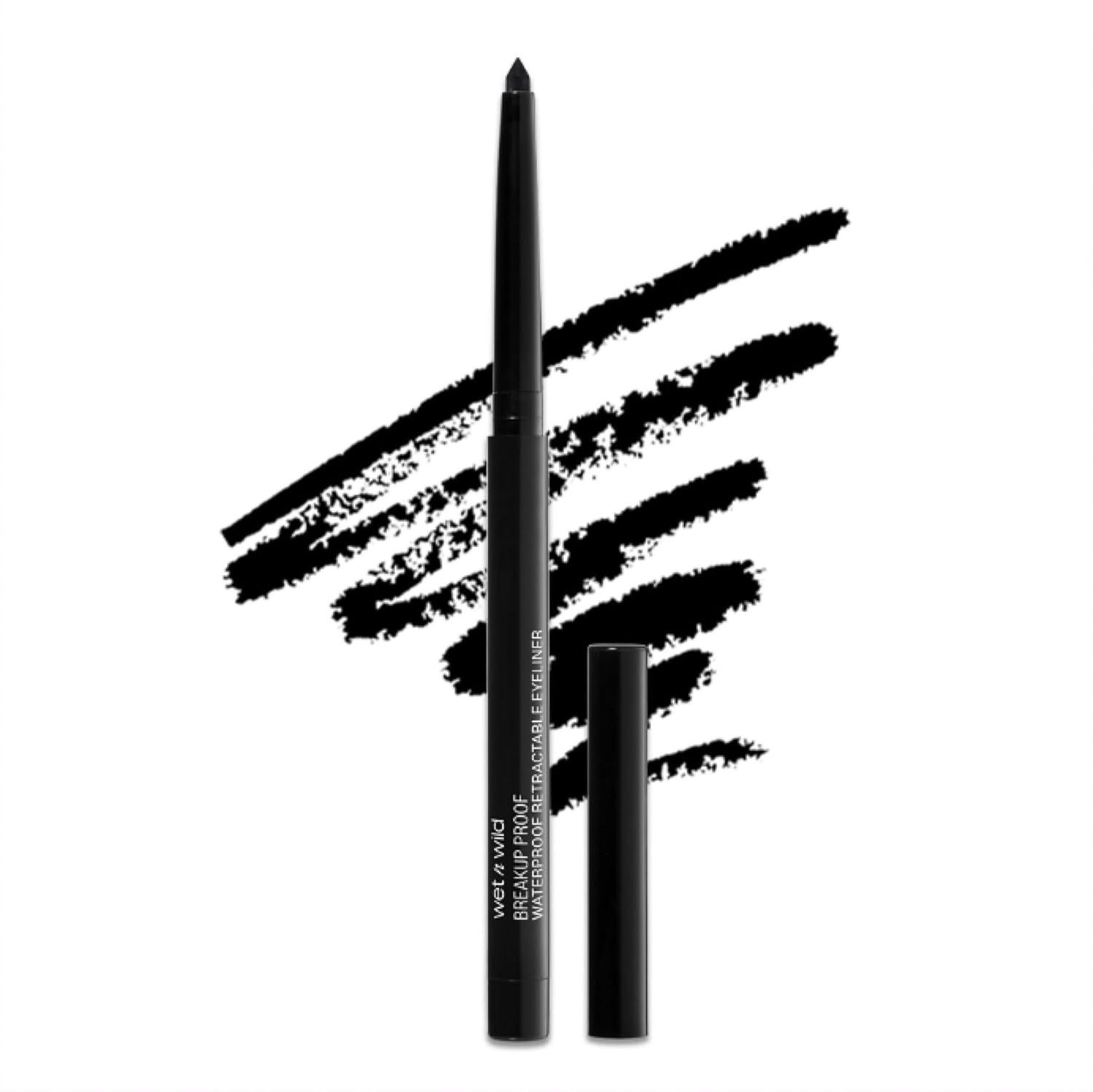 wet n wild, Wet N Wild Mega Last Breakup Proof Waterproof Retractable Gel Eyeliner - Ultra Pigmented 16-Hour Long Wear, Smudge Proof Satin Finish Formula, Cruelty-Free & Vegan - Charcoal