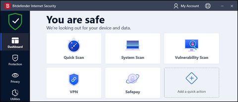 Bitdefender Internet Security dashboard screenshot