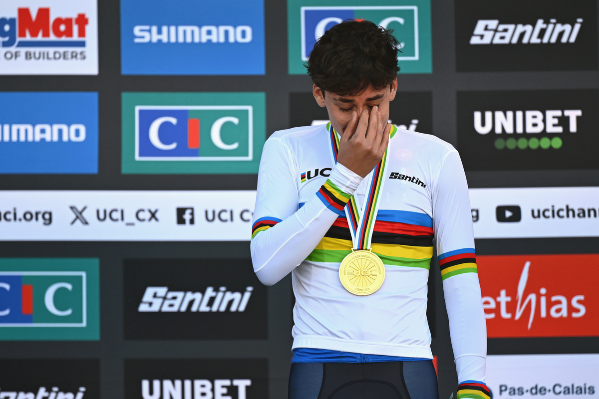 An emotional Agostinacchio on the podium