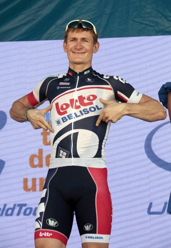 Andre Greipel shows off his Lotto-Belisol colours in Adelaide.