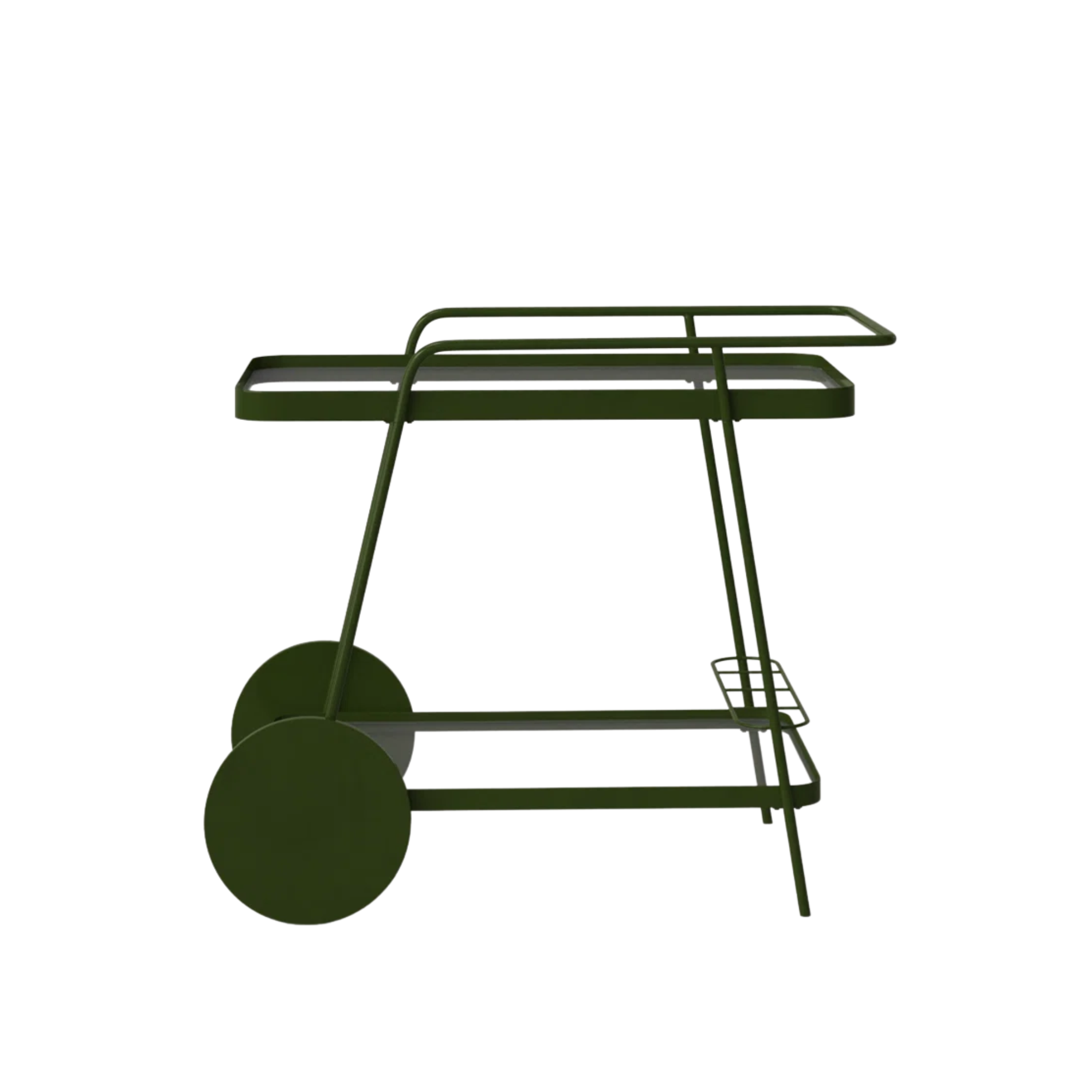 a metal bar cart