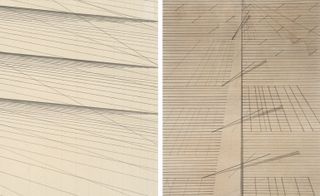 Two images with showing lines drawn on a cream coloured paper