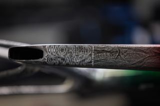Julian Alaphilippe’s World Champ’s bike top tube