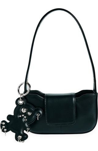 Dylan Faux Leather Shoulder Bag With Teddy Bear Bag Charm