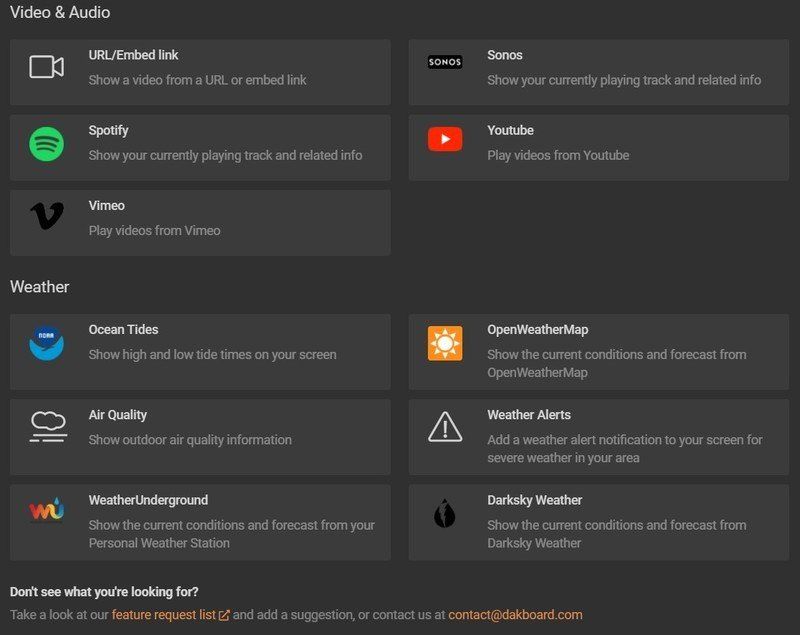 Dakboard Blocks Screenshot
