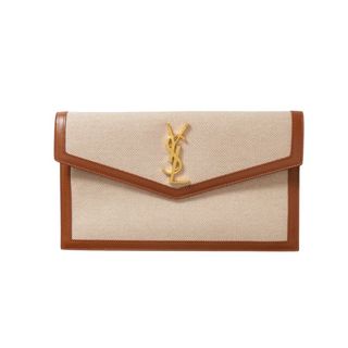 Uptown leather-trimmed cotton-canvas pouch