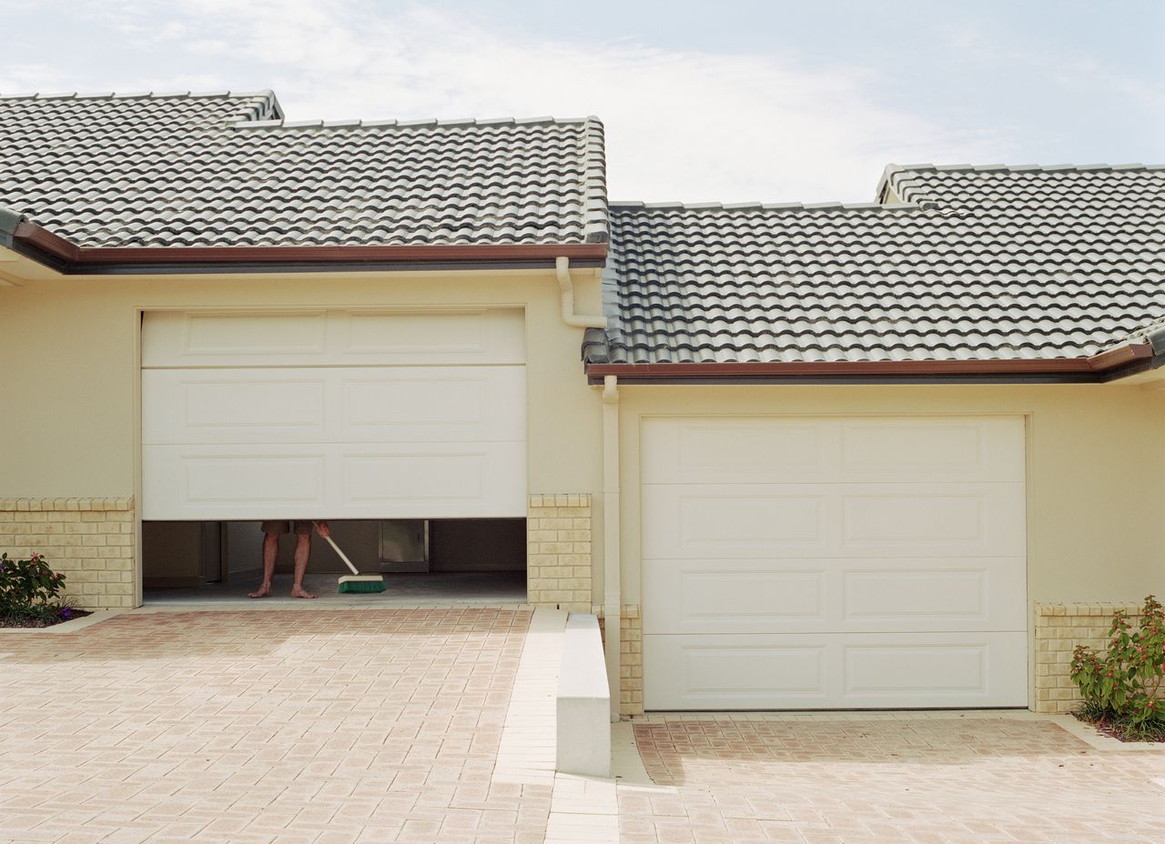 White painted garage doors