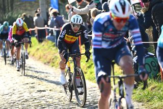 NINOVE BELGIUM MARCH 01 Arnaud De Lie of Belgium and Team Lotto Dstny competes during the 80th Omloop Het Nieuwsblad 2025 Mens Elite a 197km one day race from Ghent to Ninove UCIWWT on March 01 2025 in Ninove Belgium Photo by Luc ClaessenGetty Images