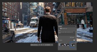 Get more from Photoshop AI tutorial; a snowy city scene