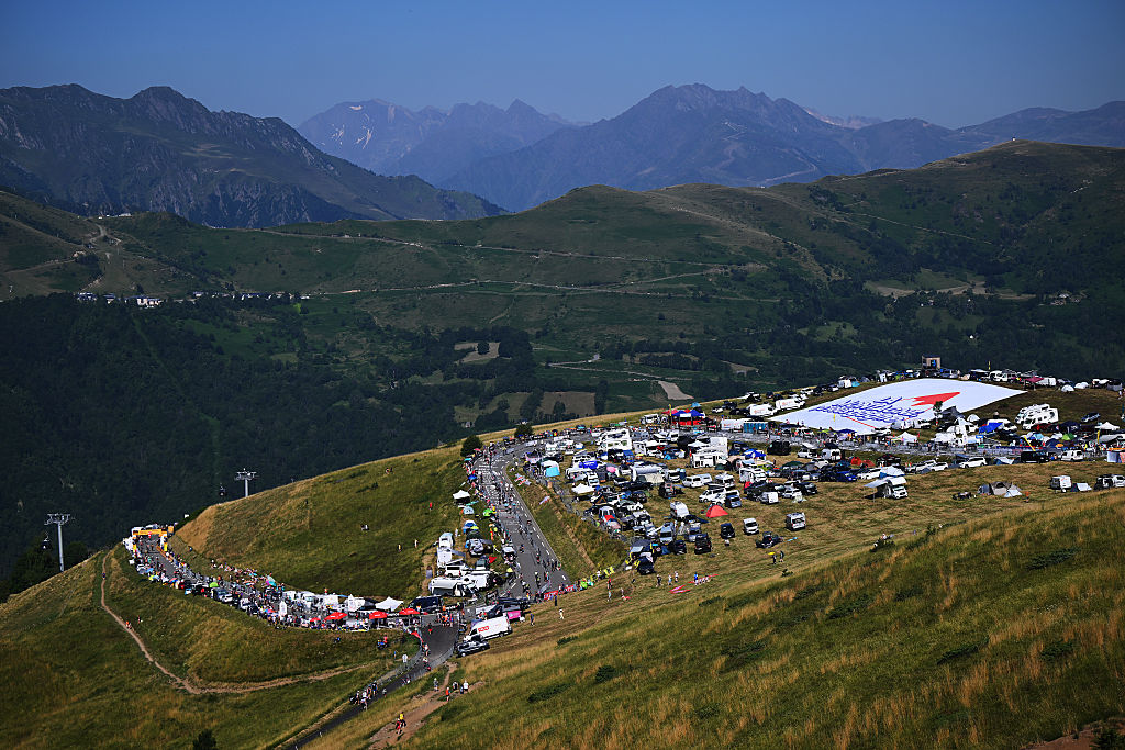 PEYRAGUDES, FRANCE - JULY 18: A general view of the course climb during the 112th Tour de France 2025, Stage 13 a 10.9km individual time trial stage from Loudenvielle to Peyragudes 1561m / #UCIWT / on July 18, 2025 in Peyragudes, France. (Photo by Dario Belingheri/Getty Images)