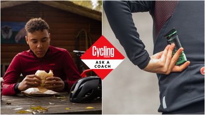 Image shows one rider fuelling at a cafe stop and another rider fuelling during a ride.