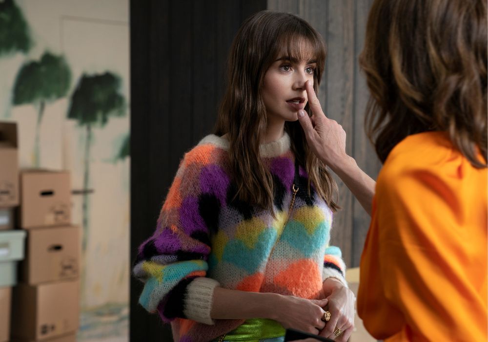 Lily Collins wears Essentiel Antwerp