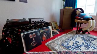 A stereo with a selection of records is displayed in a recreation of Jimi Hendrix's bedroom as it is displayed as part of the Handel and Hendrix exhibition on February 8, 2016 in London, England. The permanent exhibtion in the former London home of Jimi Hendrix celebrates the lives of Jimi Hendrix and George Frideric Handel who also lived in the property in the 1700s.