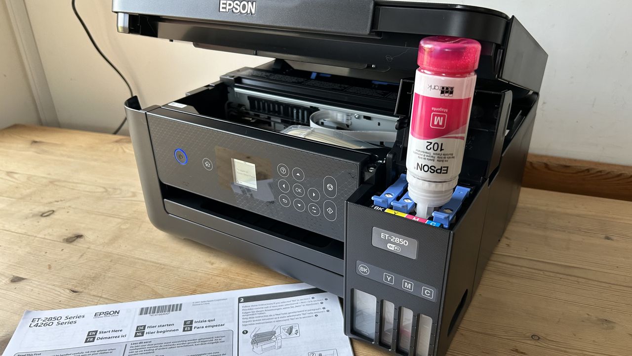 Epson EcoTank ET-2850 ink tank printer during our testing process