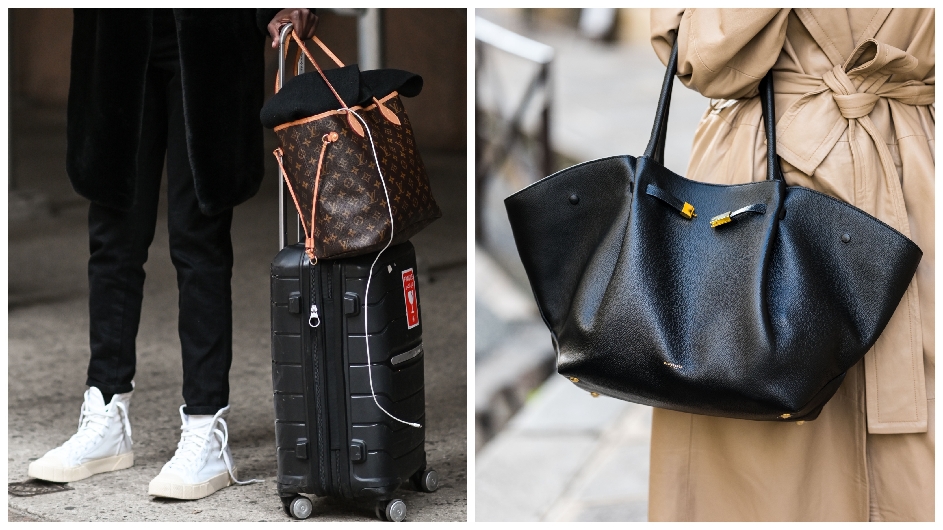 collage of women carrying travel bags