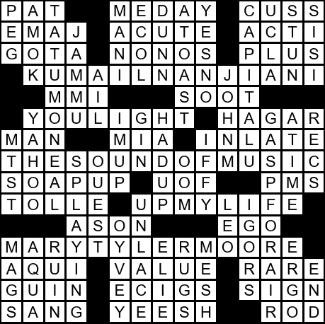 A solved crossword puzzle.