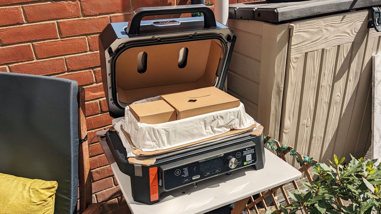 Ninja Woodfire Pro Connect XL being tested in writer's home