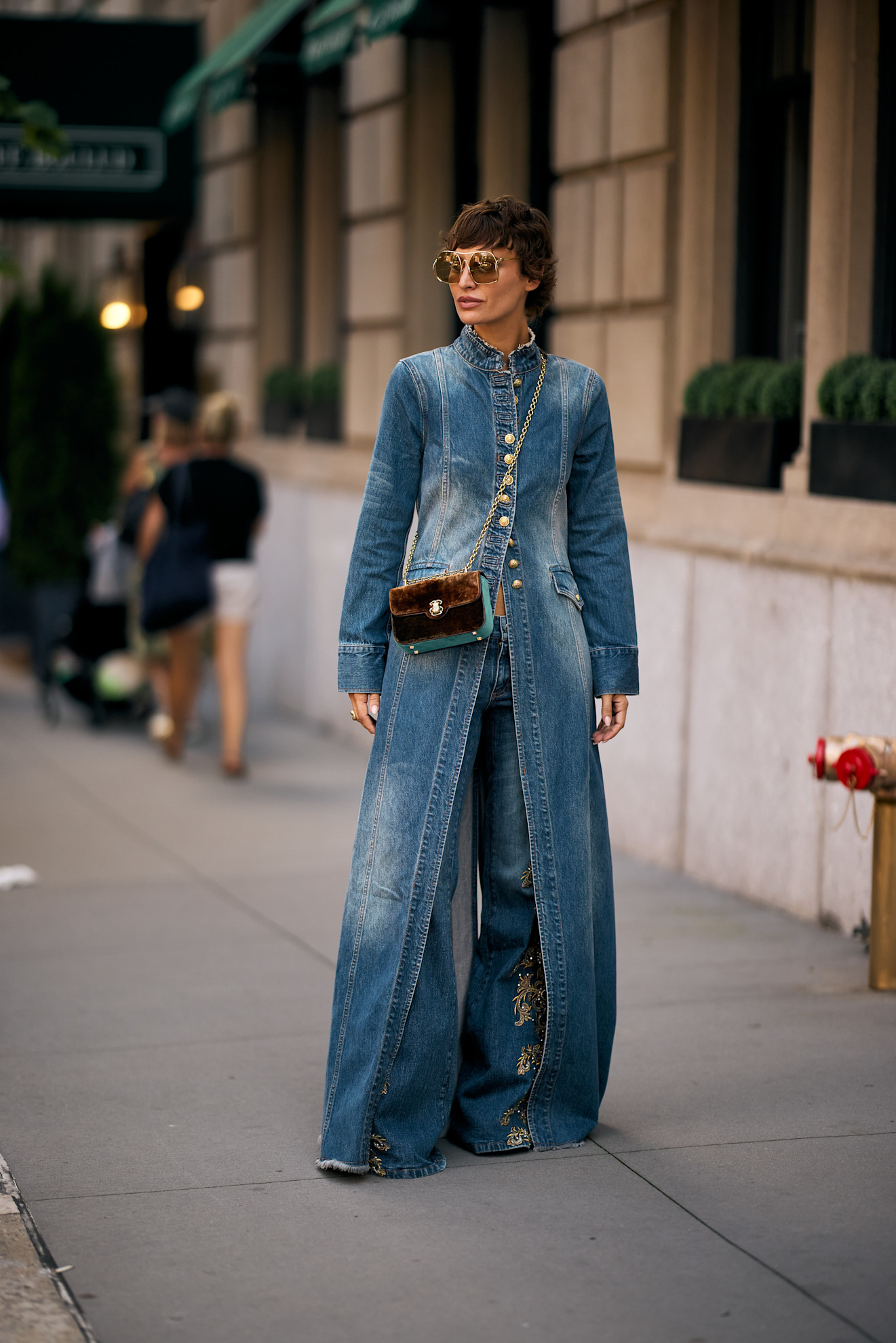 New York Fashion Week street style ss27 denim coat
