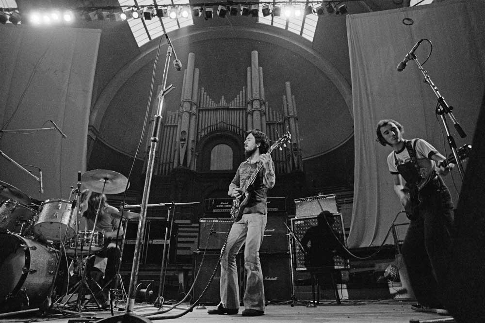 Man onstage at Alexandra Palace, London, 1973