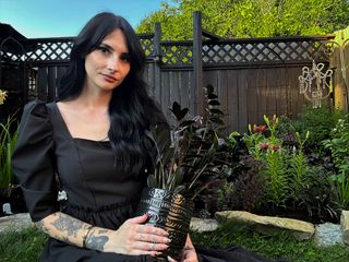 Chloe Hurst pictured in her Goth Garden