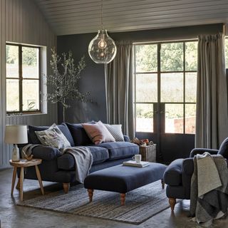 How to design a living room: Modern rustic living room in grey from John Lewis