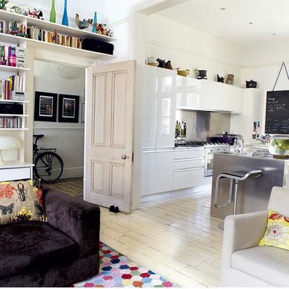 living room with wooden flooring