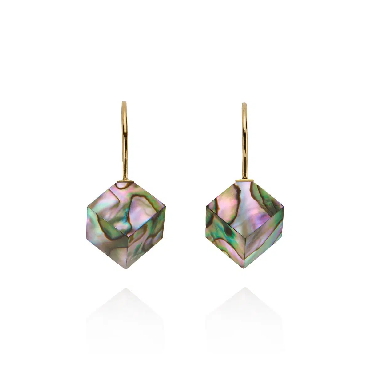 Abalone Cube Hook Earrings