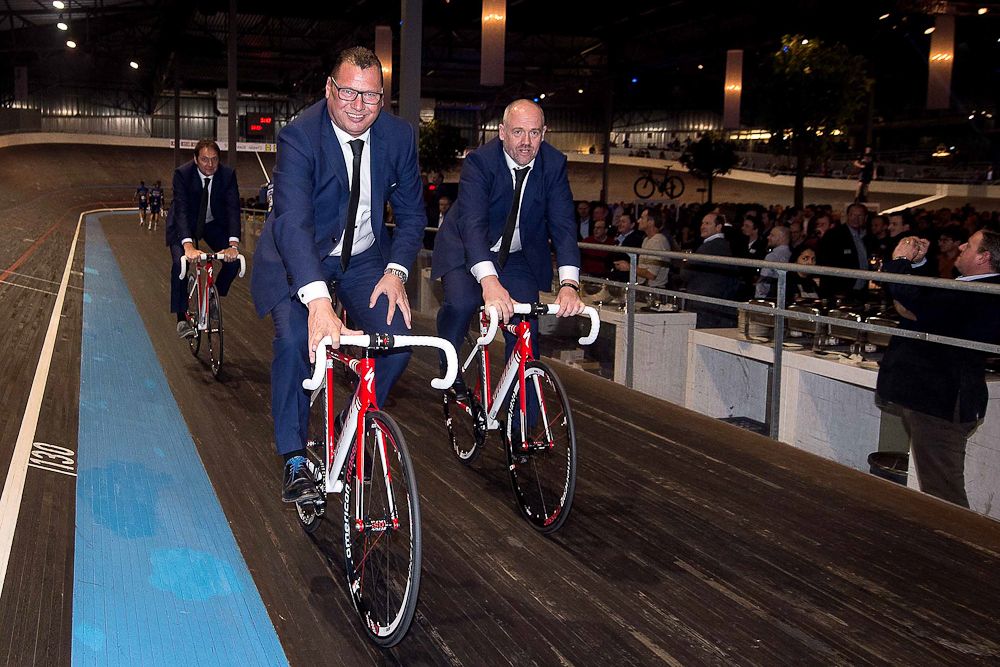 Wilfried Peeters and Tom Steels at the Etixx-QuickStep presentation.