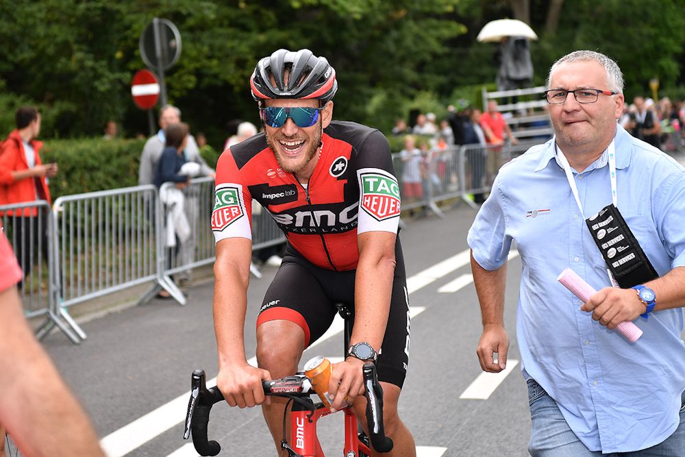 Jempy Drucker after winning stage 4 at Tour de Wallonie