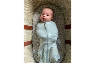 Baby Freddie tests out the ErgoPouch Cocoon Swaddle Bag