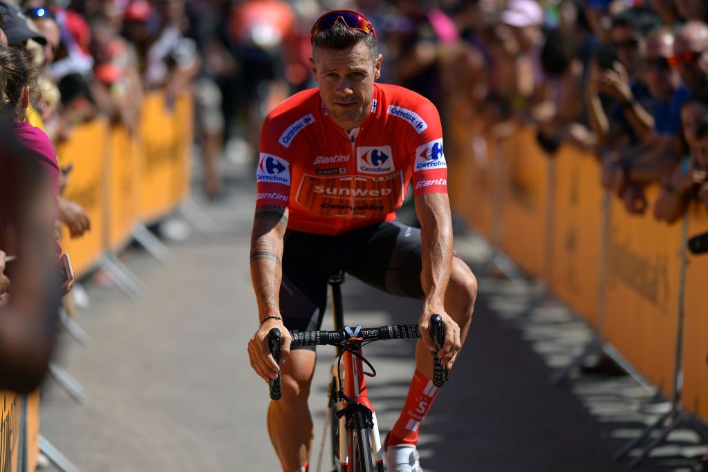 Nicolas Roche (Sunweb) wore the red jersey at the 2019 Vuelta a Espana before breaking his kneecap in a crash on stage 6.