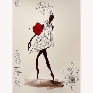 Illustration of dance costume by Giles Deacon for A-I-M by Kyle Abraham, Sadler’s Wells. Courtesy Giles Deacon