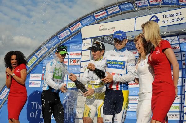 The boys get into the bubbly.