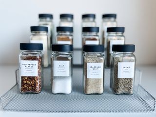 spice rack organisation with tired shelf for inside countertop